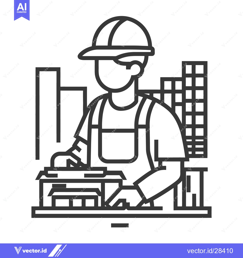 Premium Vector dari A construction worker is working on a building model representation