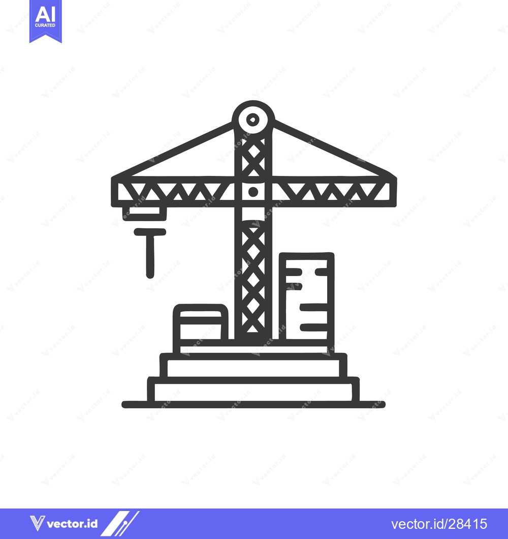 Premium Vector dari Construction Crane Icon: Modern Building Development Outline Symbol