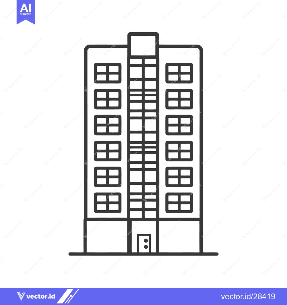 Premium Vector of A tall building design featuring many symmetrical windows in black out