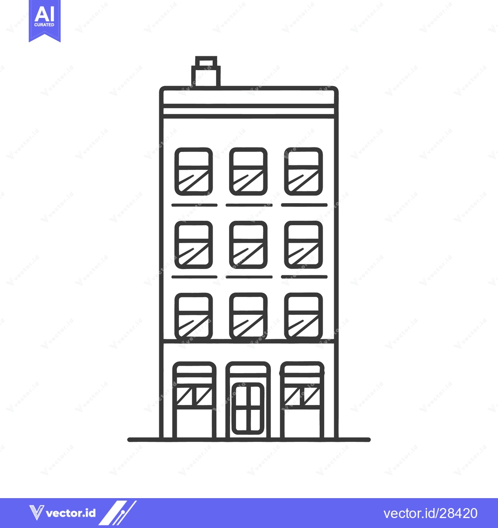 Premium Vector dari Simple drawing of a multi story residential building with windows