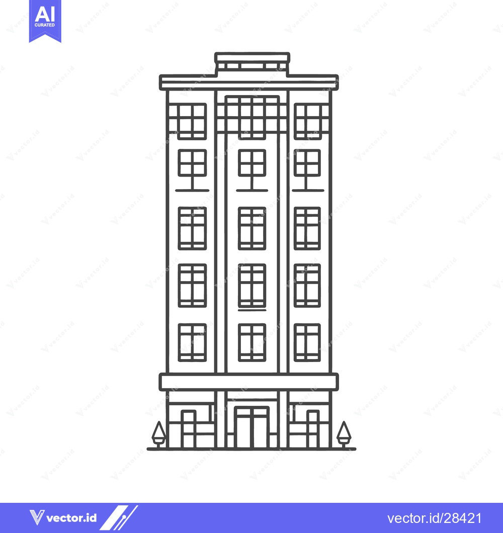 Premium Vector of A simple linear drawing representing a tall residential building