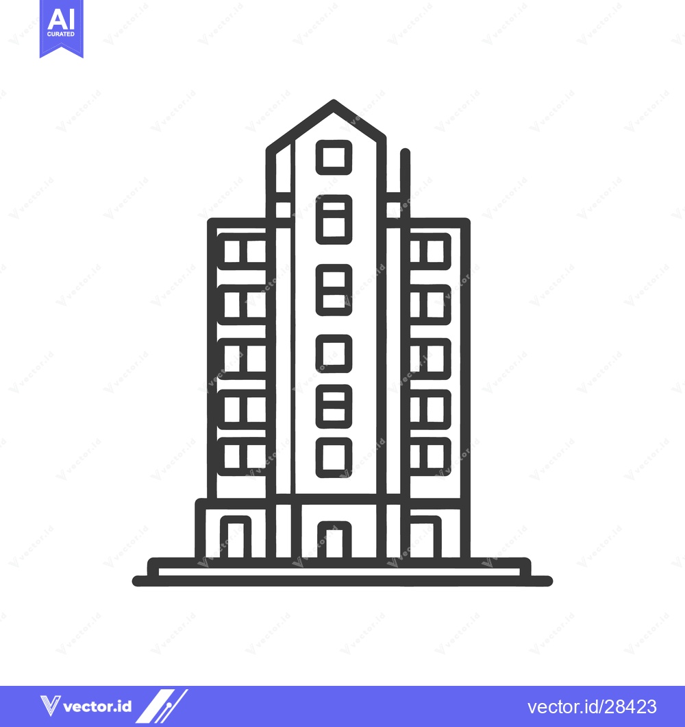 Premium Vector dari A simple black and white illustration of a tall modern building