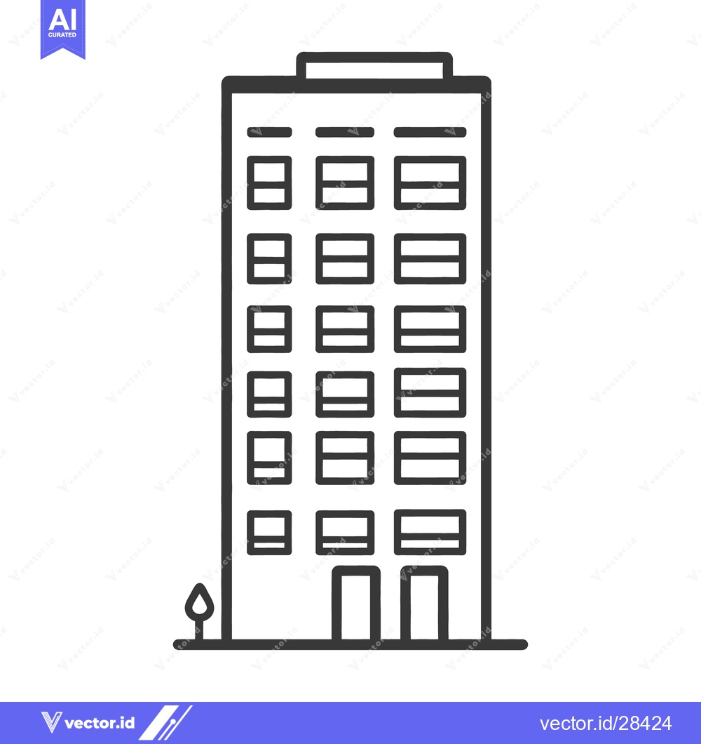 Premium Vector dari Simple black and white illustration of tall modern office building