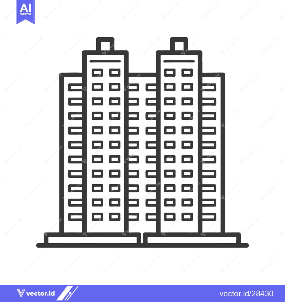 Premium Vector dari A simple line drawing of several tall buildings together