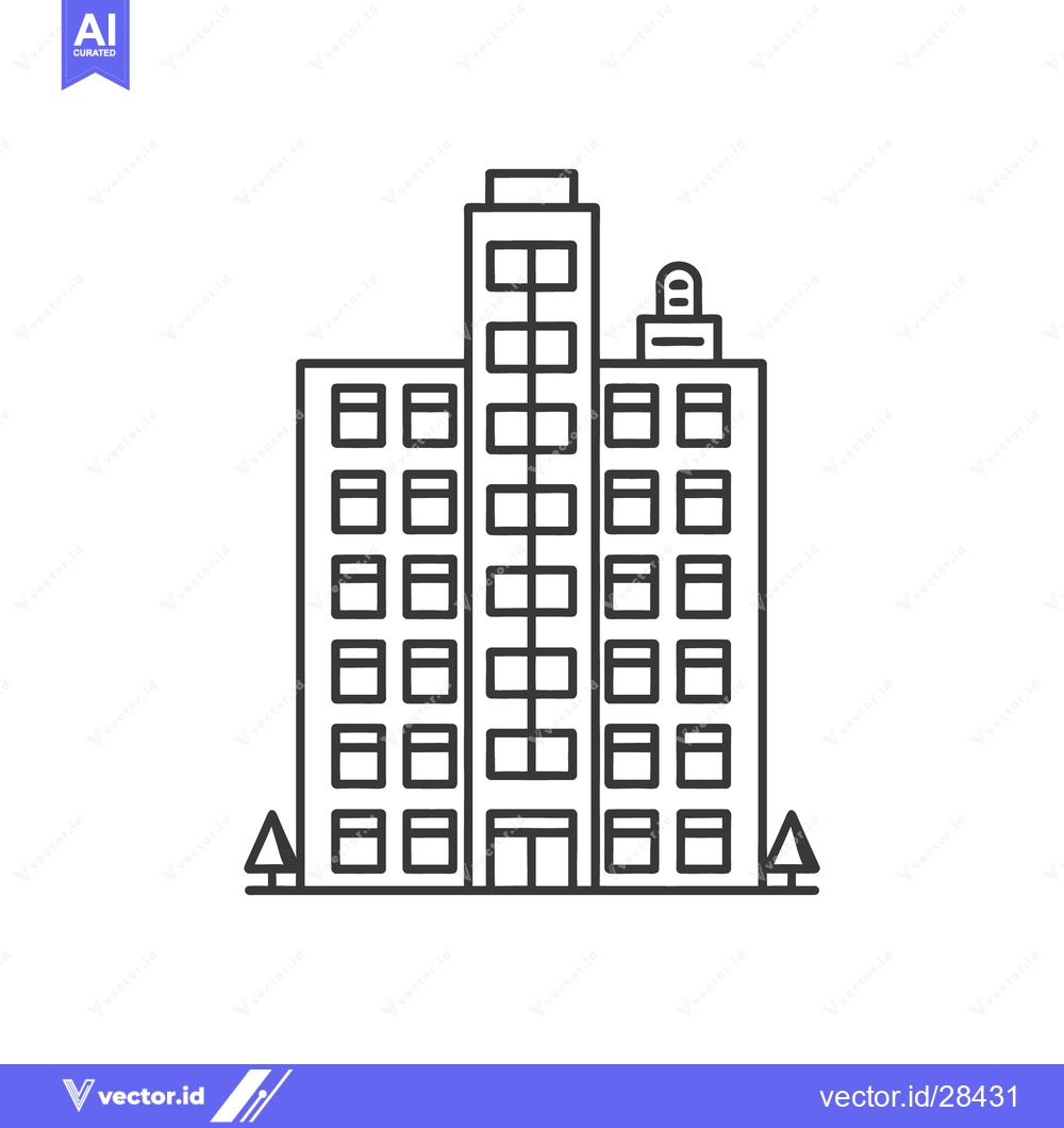Premium Vector dari A Simple Black and White Vector Illustration of a Building