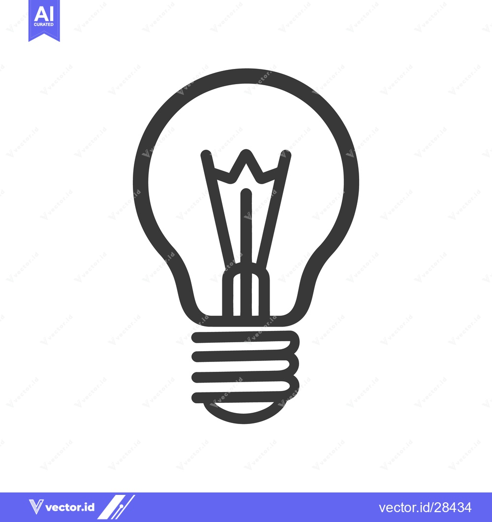 Premium Vector of A simple black outlined light bulb illustration on a white background