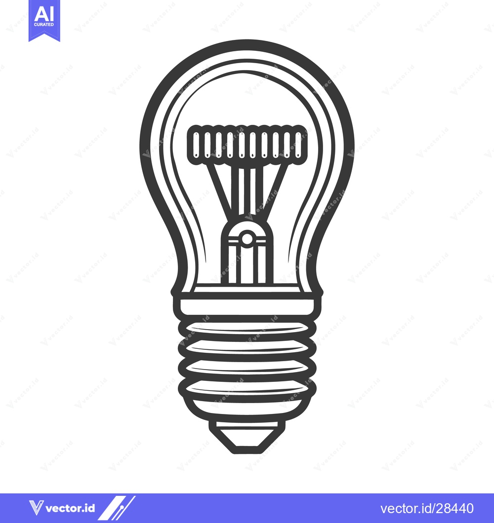 Premium Vector dari A simple line drawing depiction of an incandescent lightbulb
