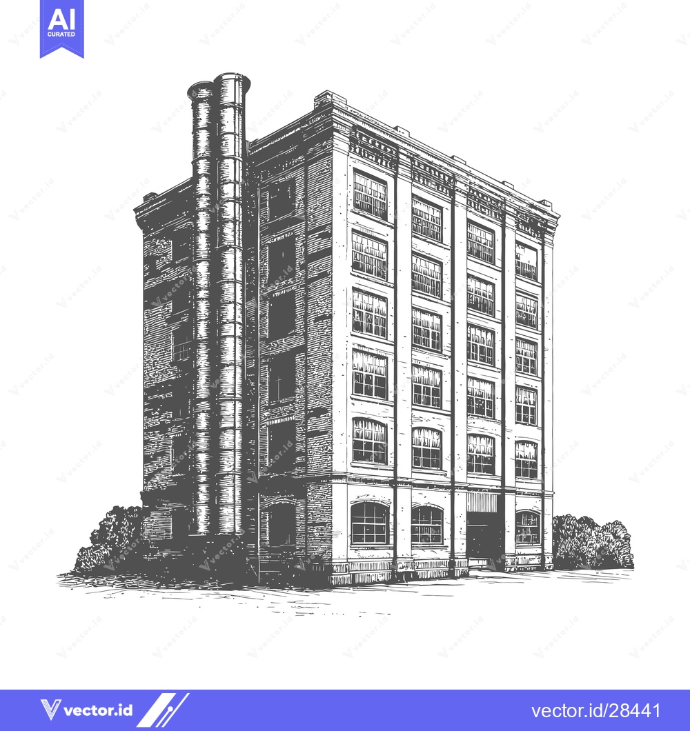Premium Vector of A Detailed Illustration Of A Brick Factory Building
