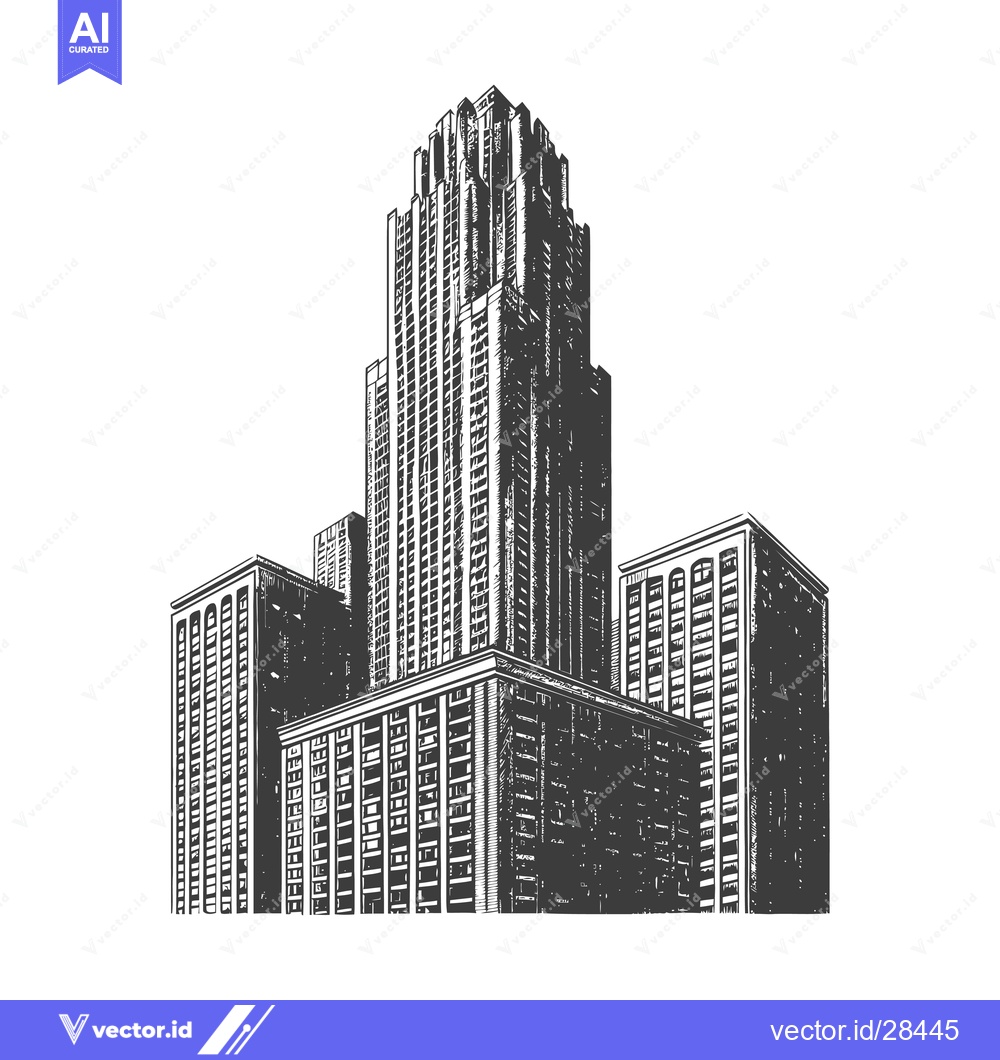 Premium Vector dari A Hand Drawn Sketch Of City Buildings