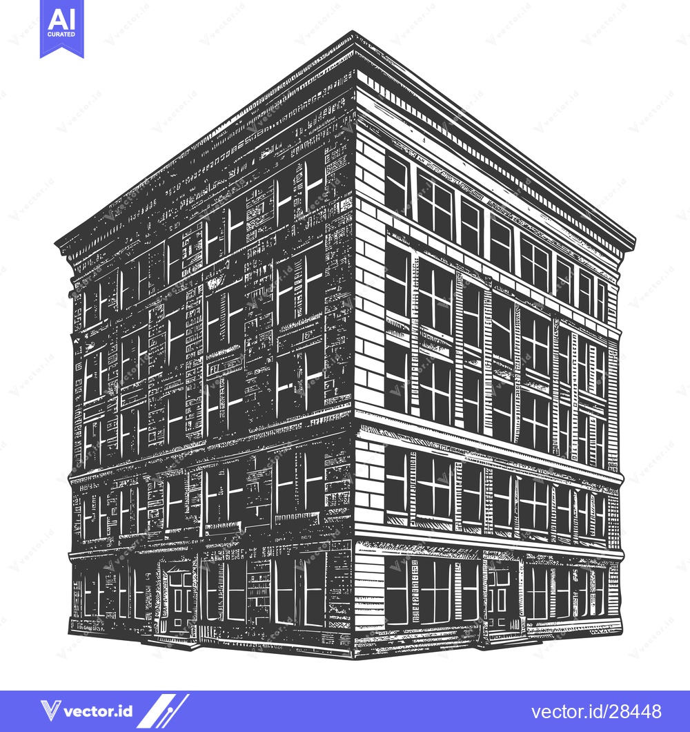 Premium Vector dari A Detailed Illustration Of A Multi Story Brick Building