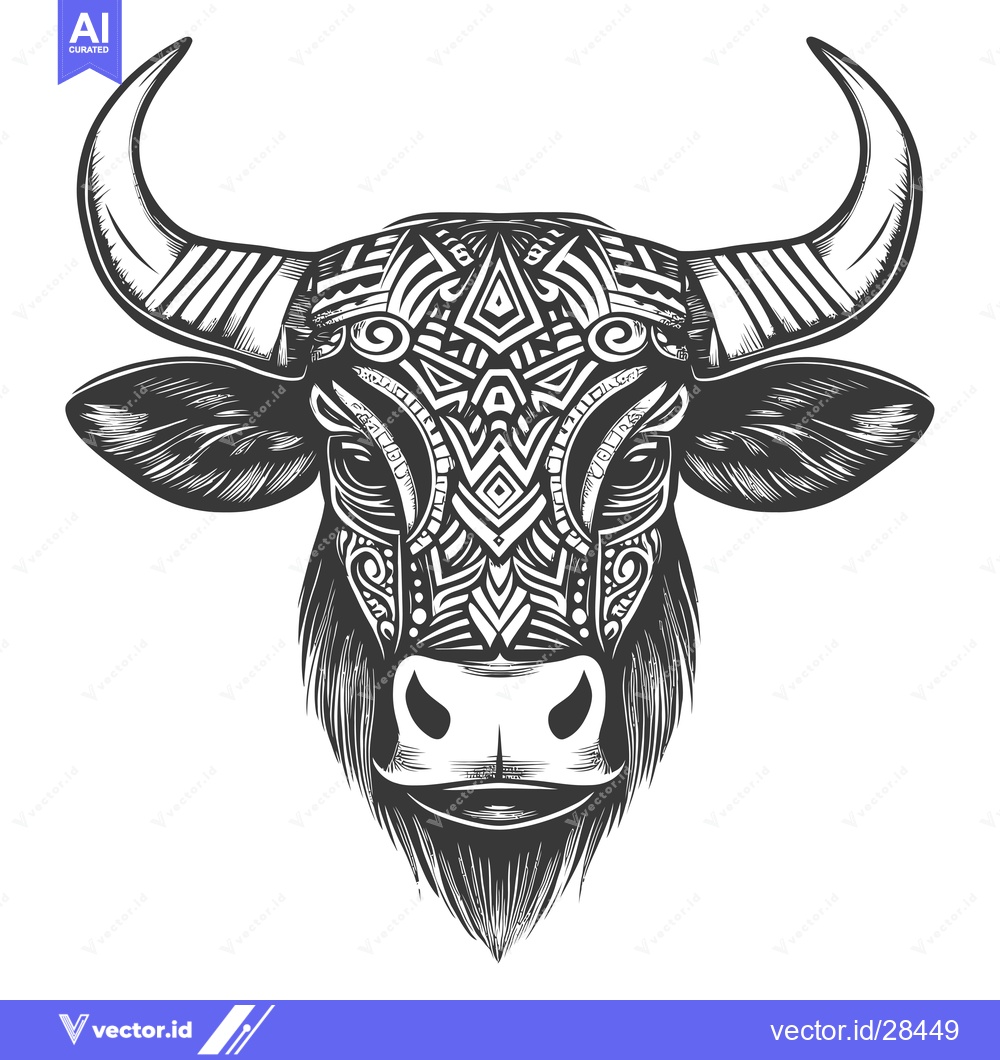 Premium Vector dari Bull Head with Tribal Design