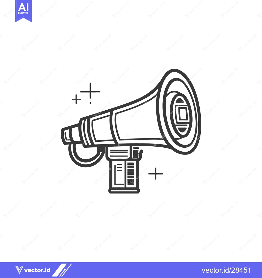 Premium Vector of Simple Black and White Illustration of a Megaphone on White
