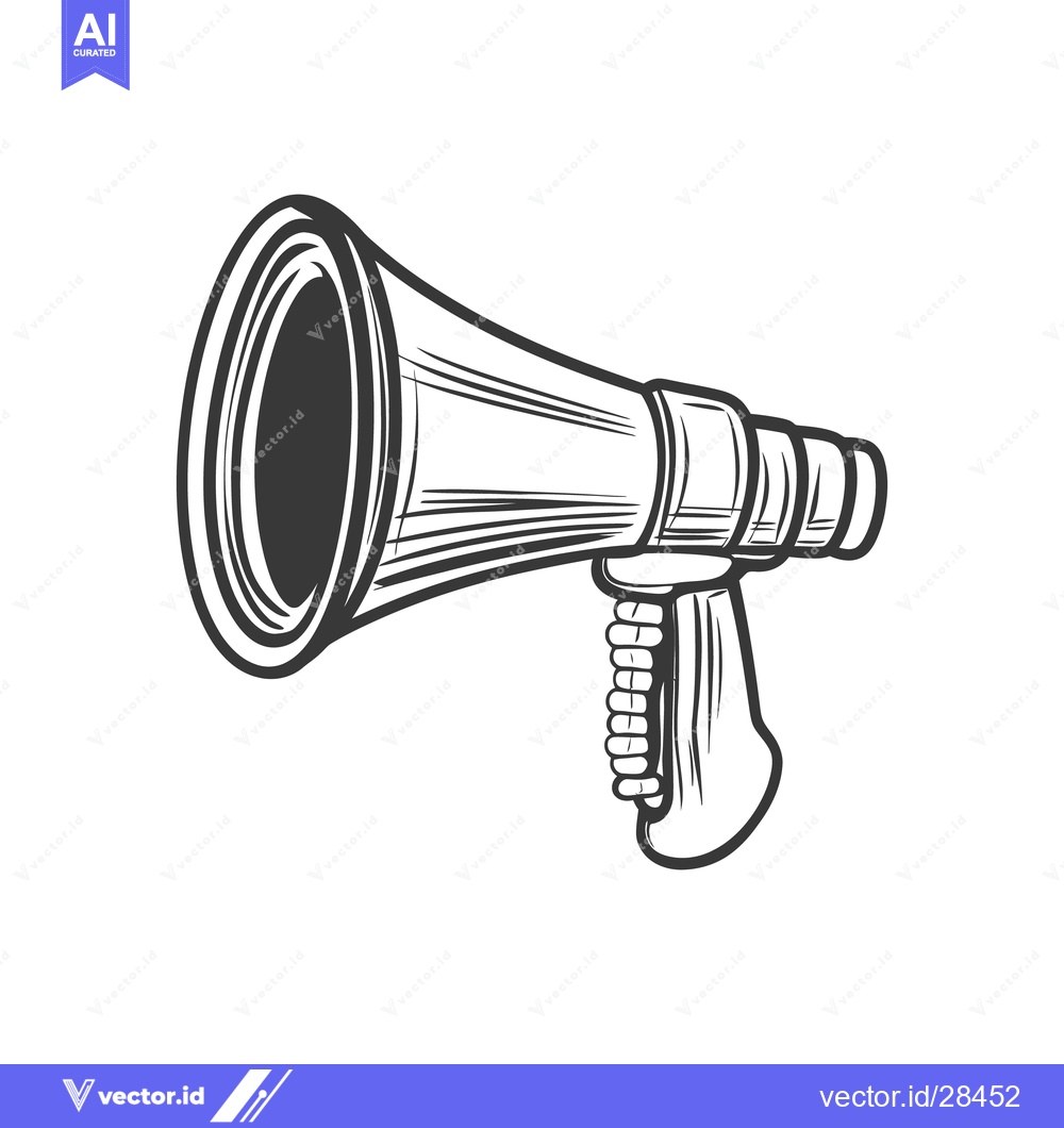 Premium Vector of A monochrome graphic representation of a retro hand held megaphone