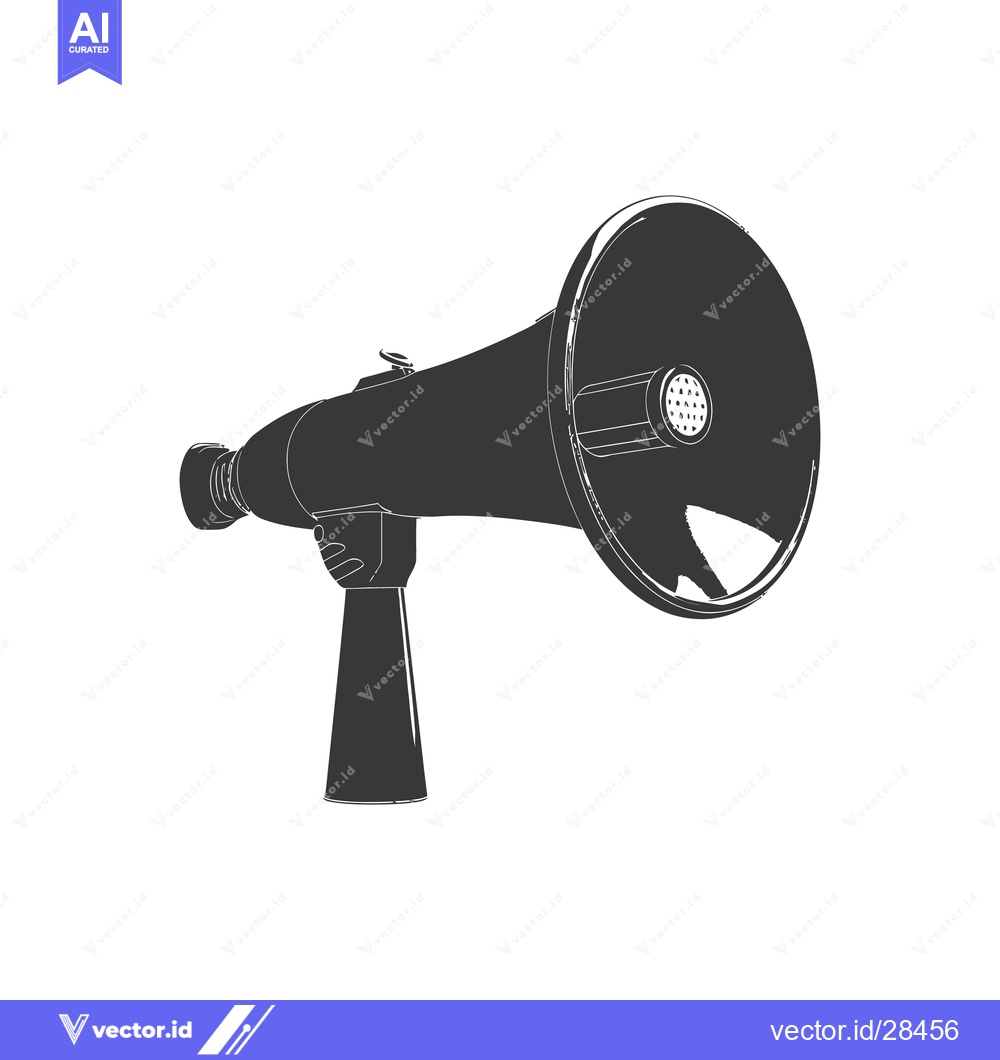 Premium Vector dari A black and white illustration of a megaphone on white background