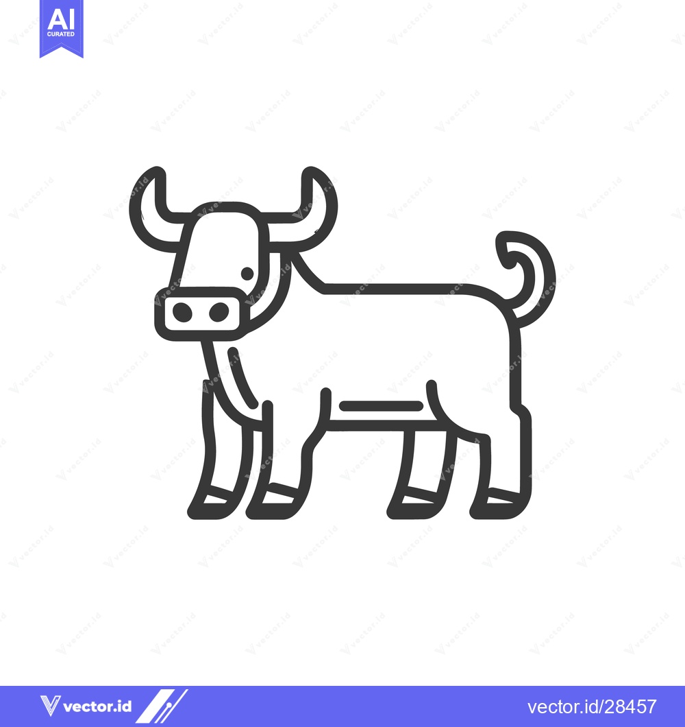 Premium Vector dari A simple black and white outline drawing of a bull