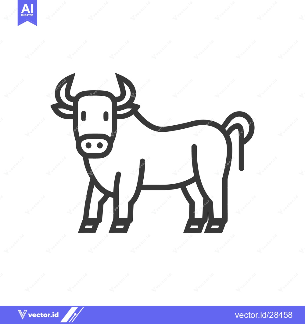 Premium Vector of A simple vector illustration depicts a bull standing in a white space