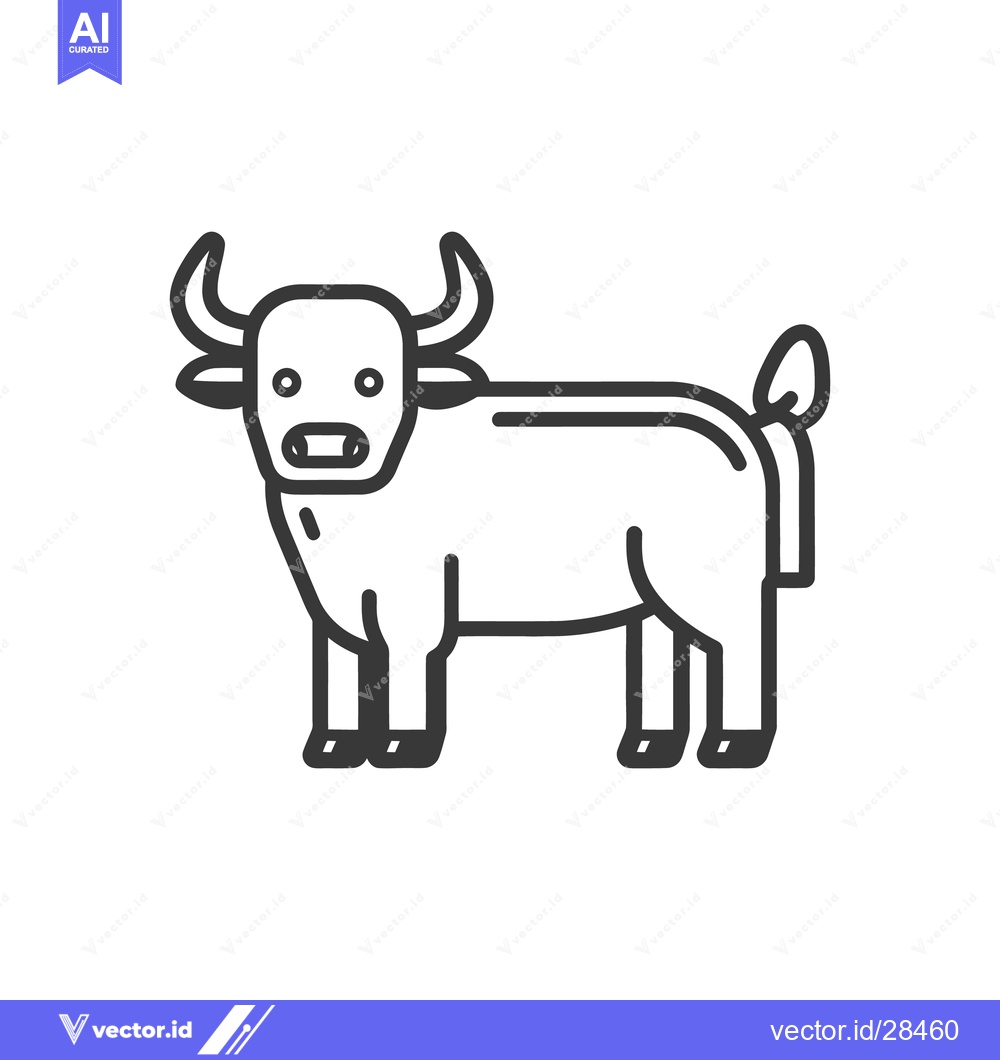 Premium Vector of A simplified minimalist illustration depicting a standing bull or ox