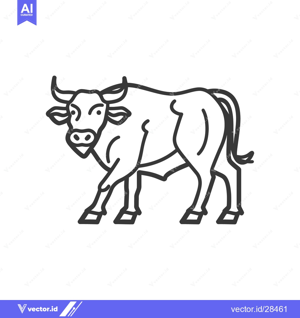 Premium Vector of A Line Art Depiction of a Strong Bull Standing Proudly
