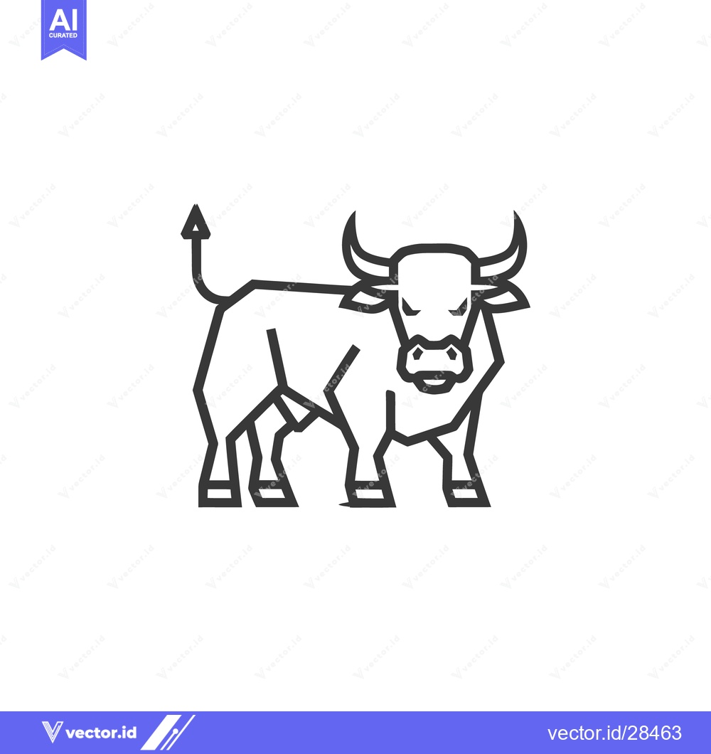 Premium Vector dari A minimalist black and white line drawing of a bull