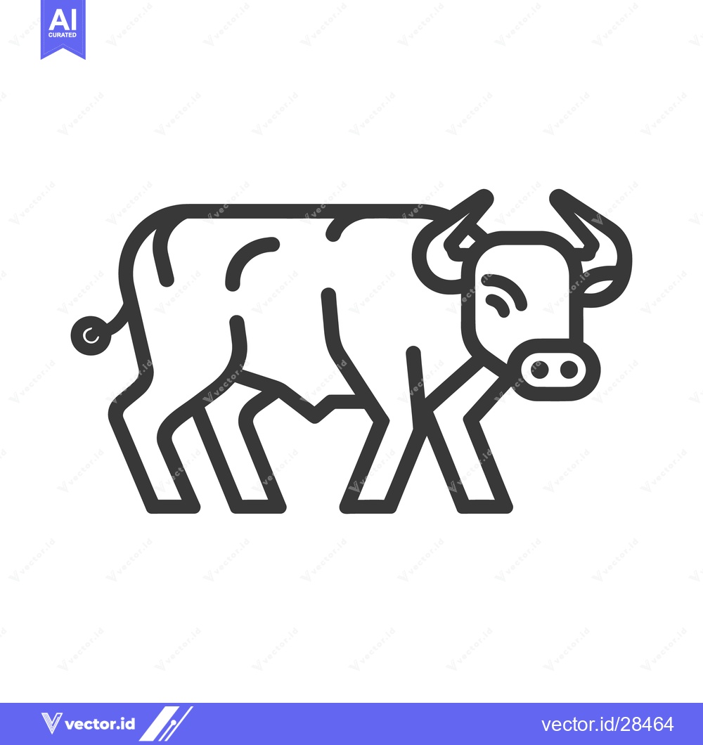 Premium Vector of The minimalist black and white icon of a walking bull