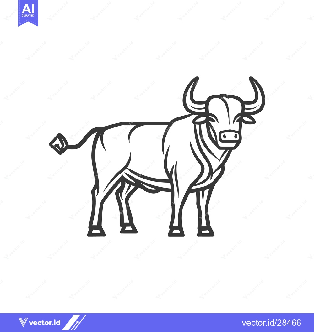 Premium Vector of A detailed illustration of a powerful bull standing on its legs