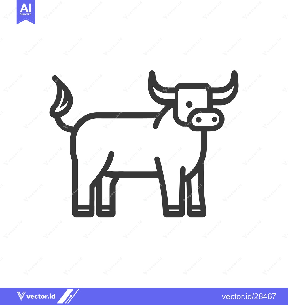 Premium Vector dari A Simple Black And White Vector Illustration Of A Bull