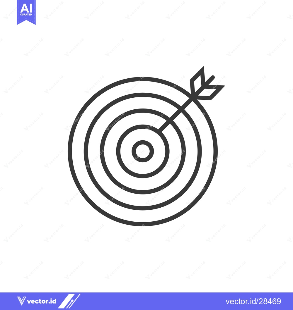 Premium Vector of Bullseye Target with Arrow Icon in Black Outline