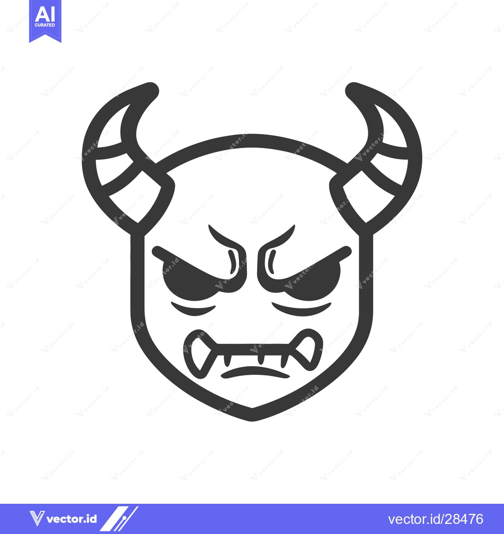 Premium Vector of A black and white illustration of a demonic horned creature