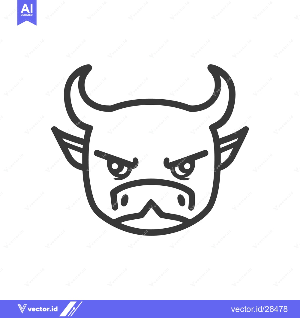 Premium Vector of Line drawing of a bull showing a stern and angry expression