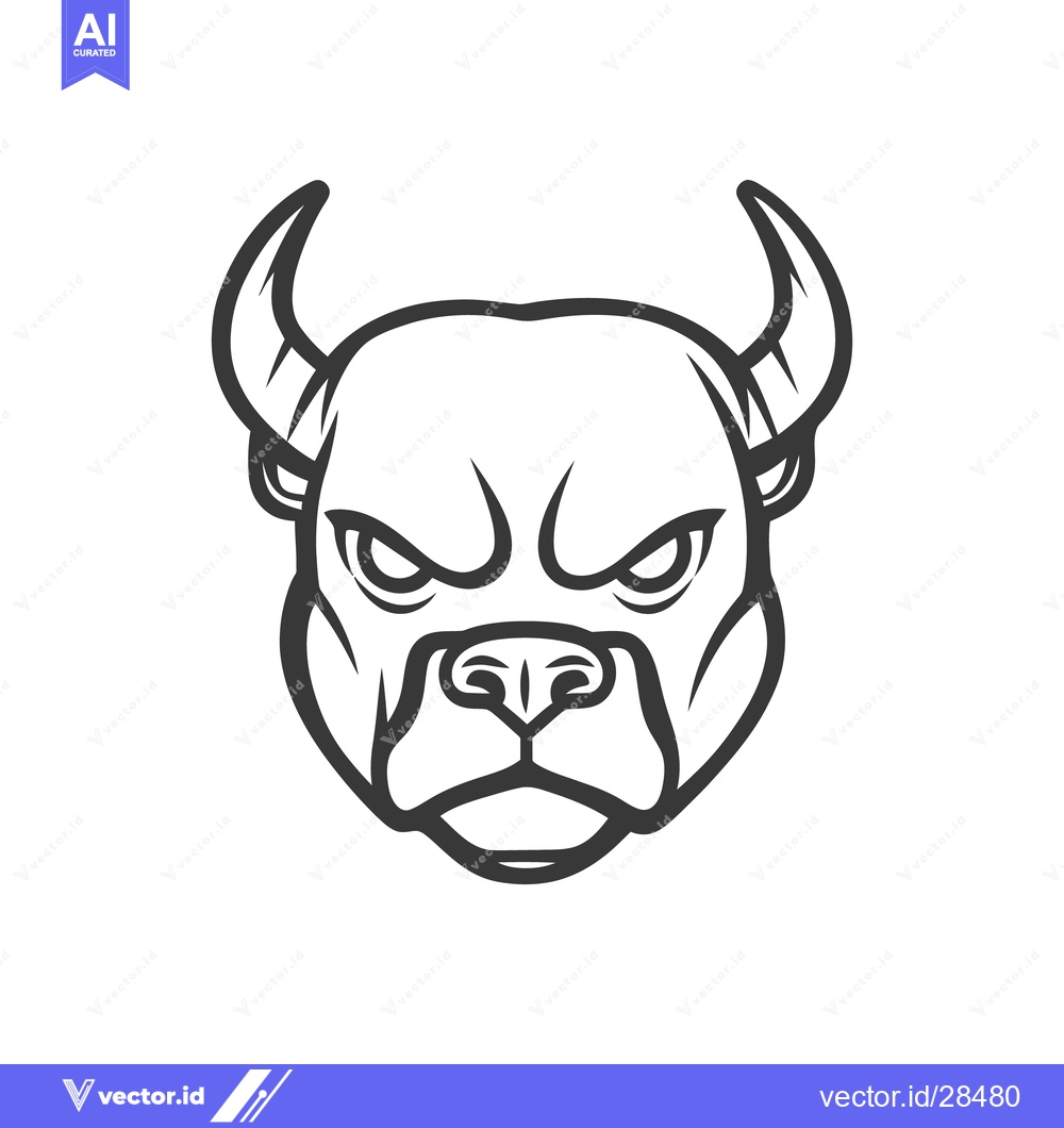 Premium Vector of A monochrome illustration displaying a strong animal with horns and an