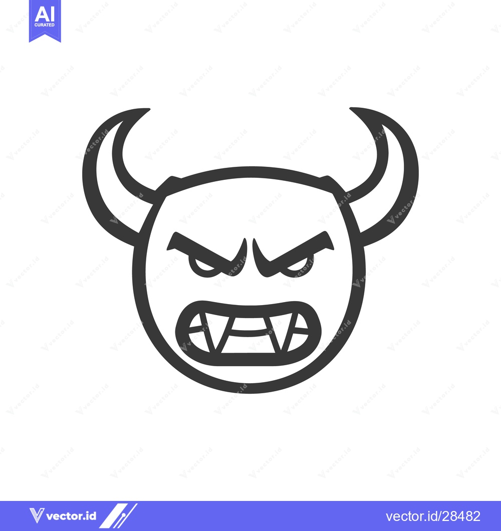 Premium Vector dari A simple drawing of a demon with horns and angry expression