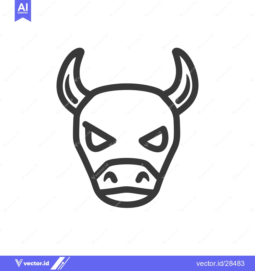 Premium Vector of A simple illustration of a horned bull with an angry expression