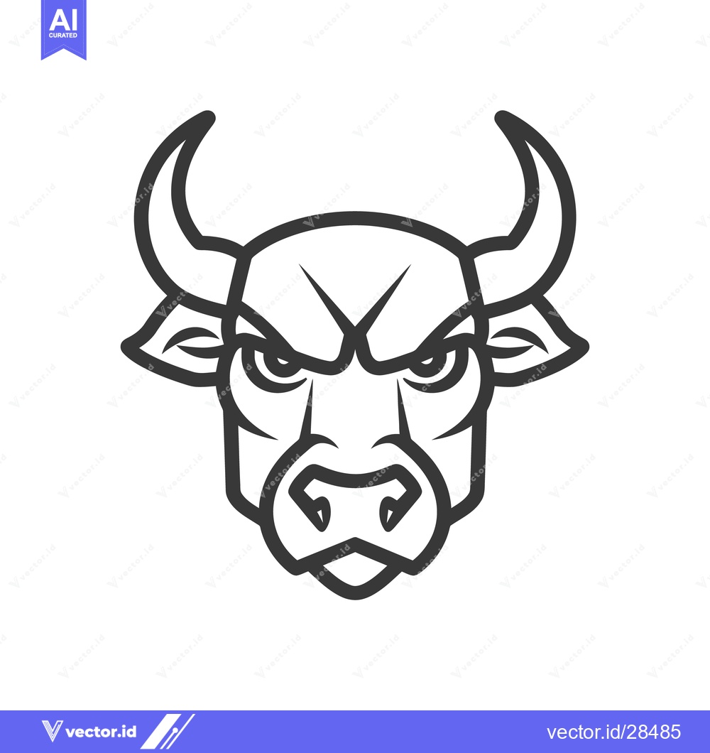 Premium Vector dari Detailed black and white illustration of a stylized bull head