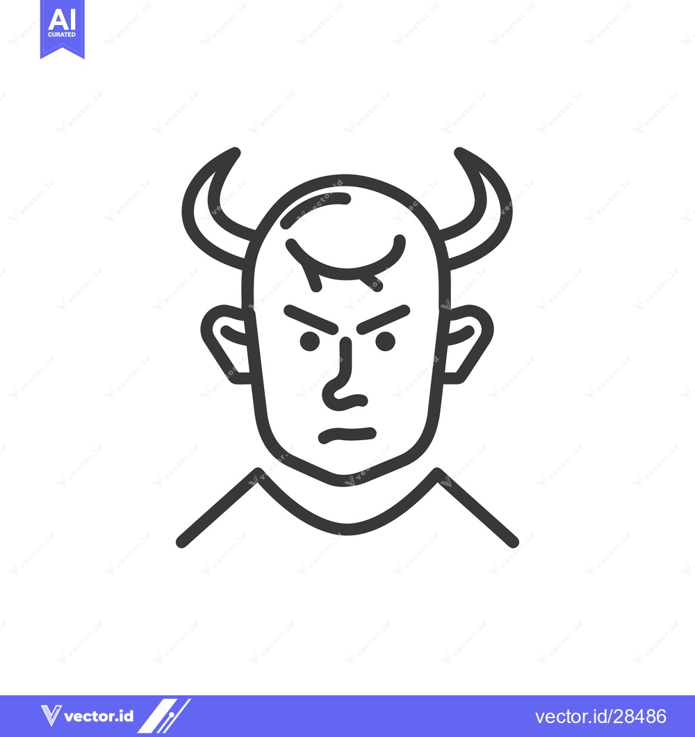 Premium Vector dari An illustrated depiction of a demon face with horns