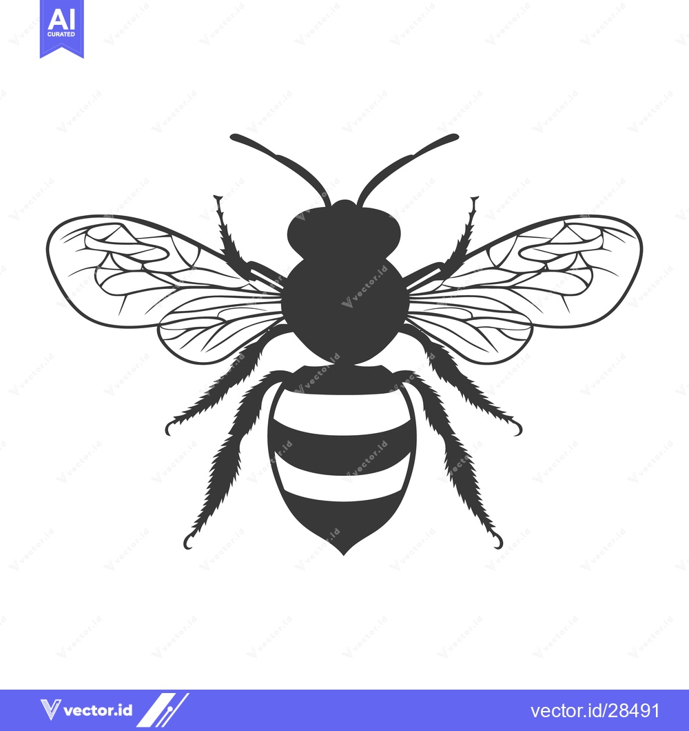Premium Vector dari A black and white vector illustration of a flying honey bee