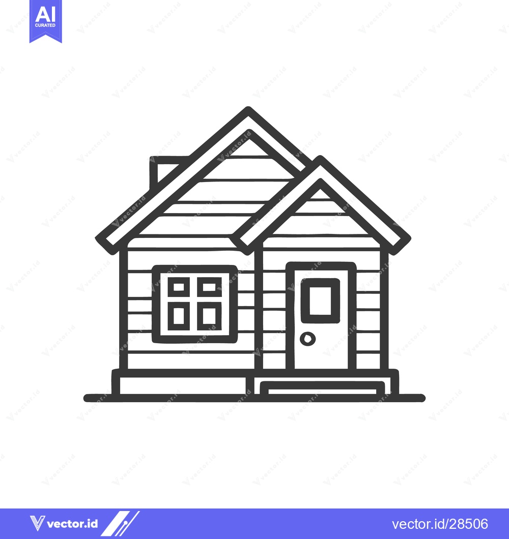 Premium Vector dari Simple House Icon: Minimalist Black and White Line Art Illustration