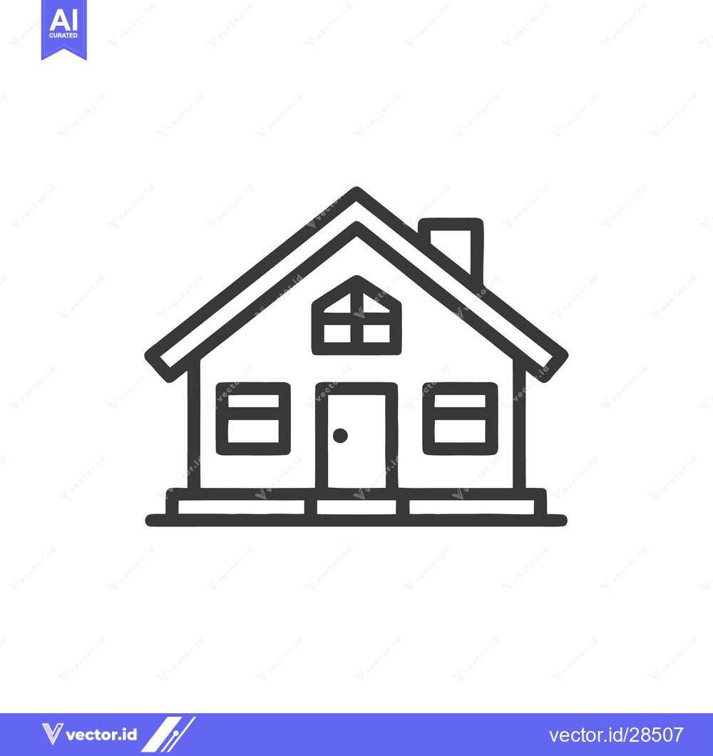Premium Vector dari Minimalist House Icon: Simple Line Drawing of Home with Chimney
