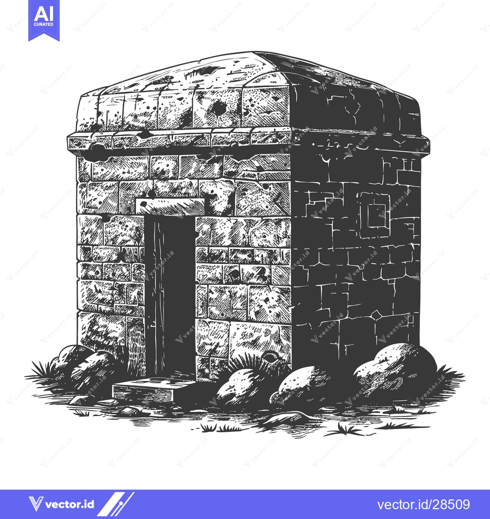 Premium Vector dari Ancient Stone Structure Near Rocks And Grass