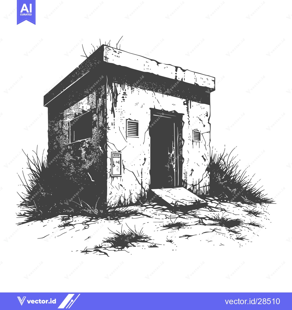 Premium Vector of Abandoned Concrete Structure Overgrown With Weeds