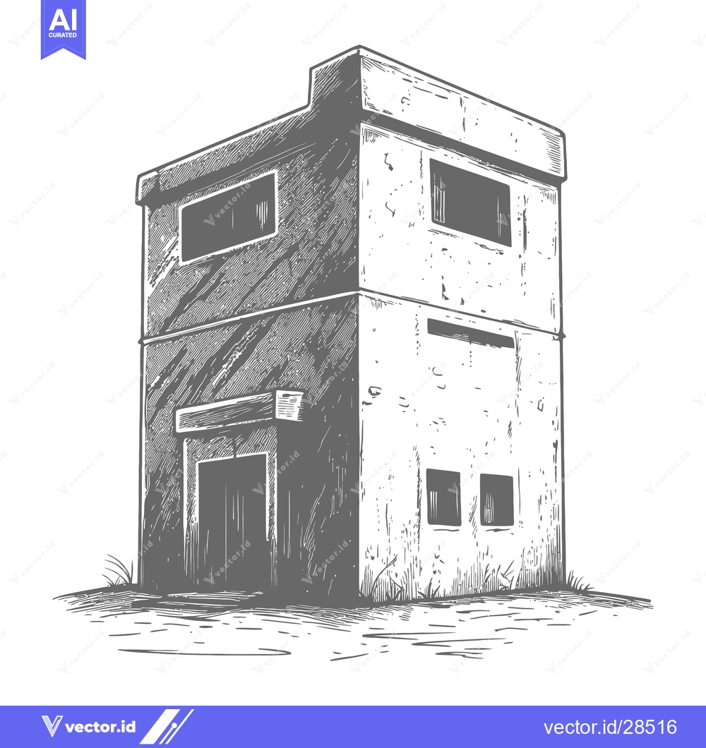 Premium Vector of A Two Story Concrete Building Illustration