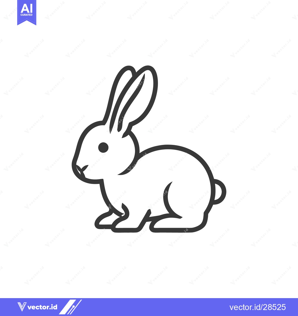Premium Vector of A simple outlined illustration depicting a sitting rabbit animal