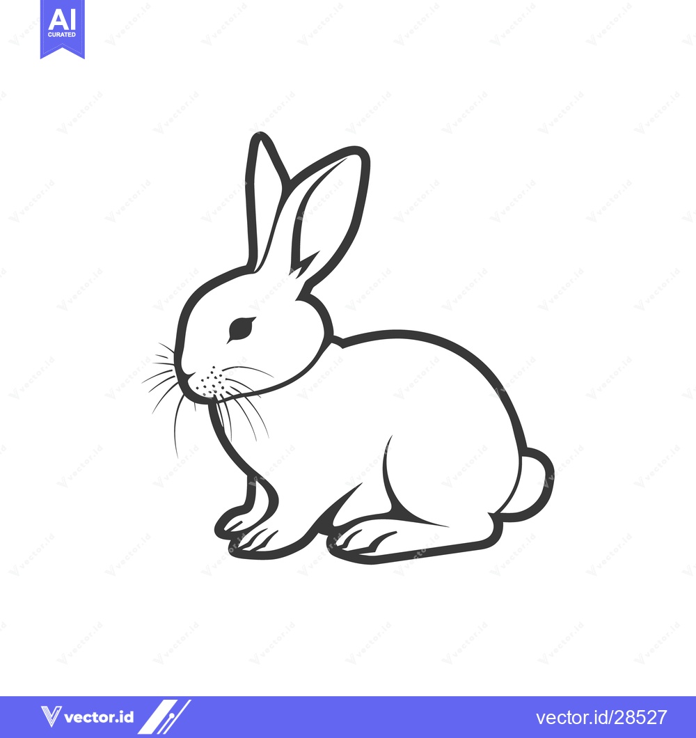 Premium Vector dari A simple black and white line drawing of a rabbit
