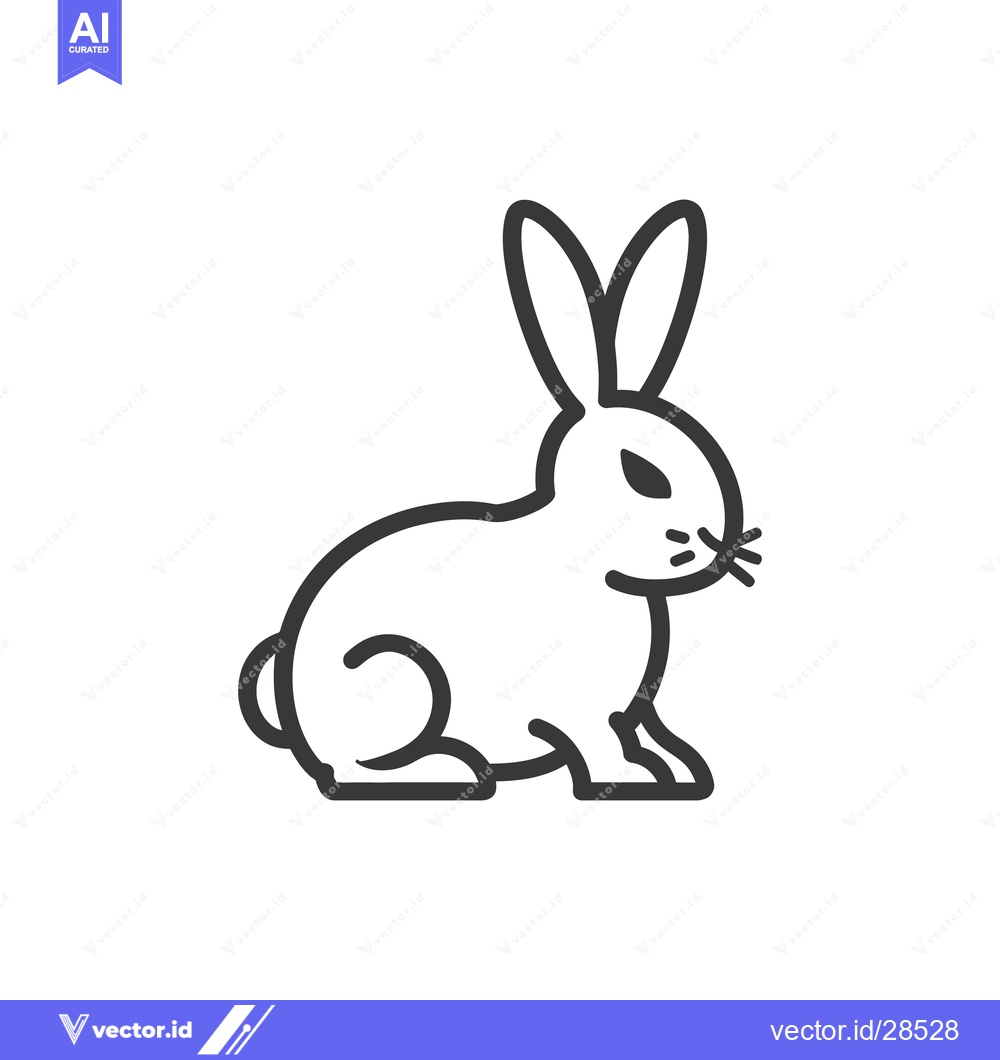 Premium Vector dari A simple black and white illustration of a rabbit animal