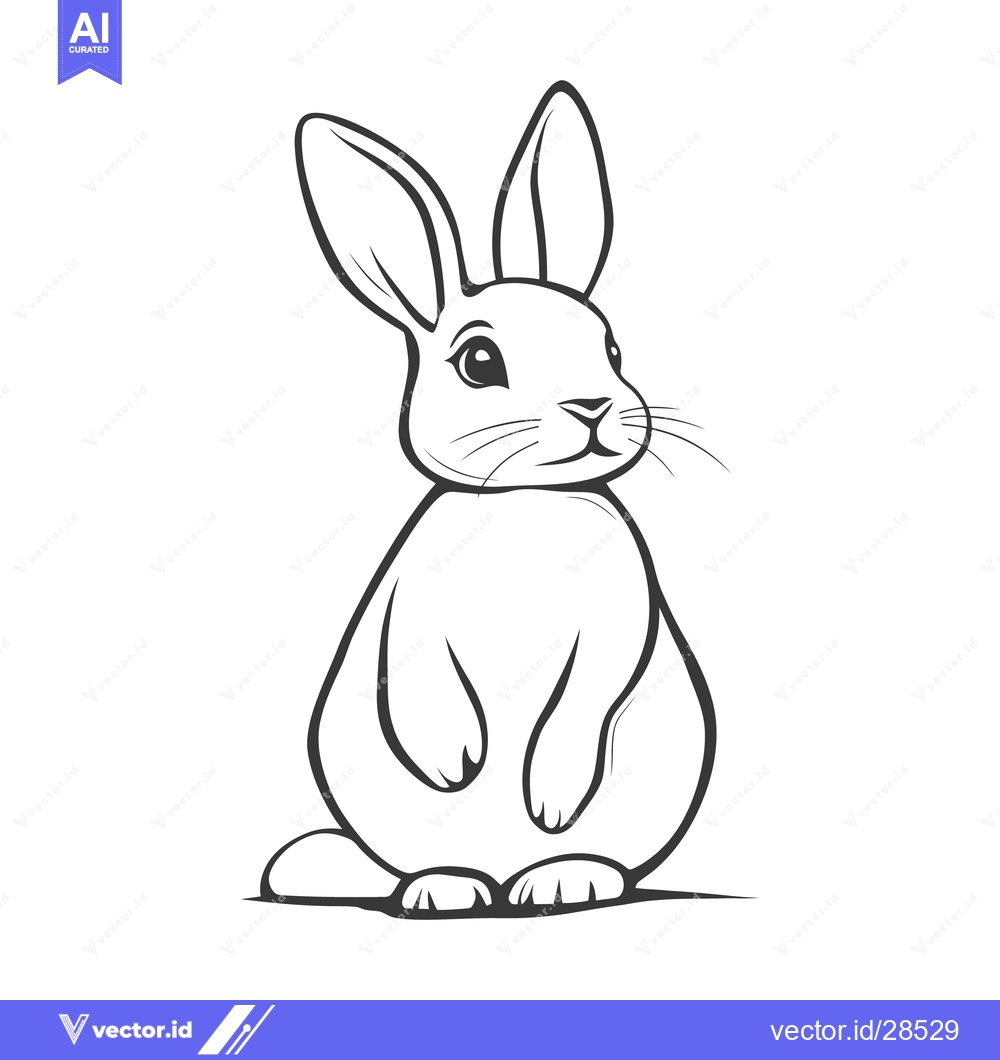 Premium Vector dari A simple illustration depicting a cute rabbit standing upright gracefu