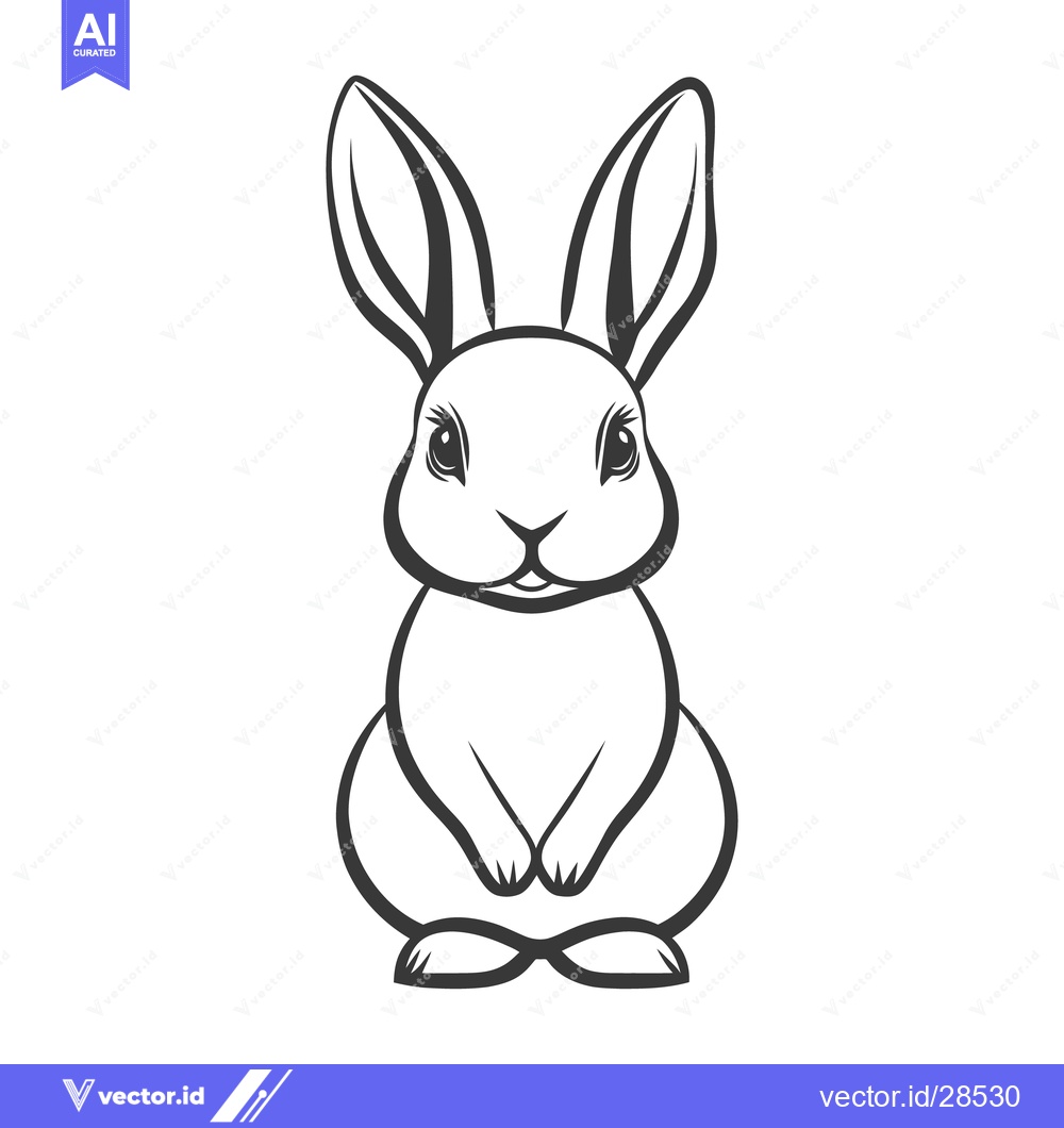 Premium Vector of A simple black and white illustration of a cute rabbit