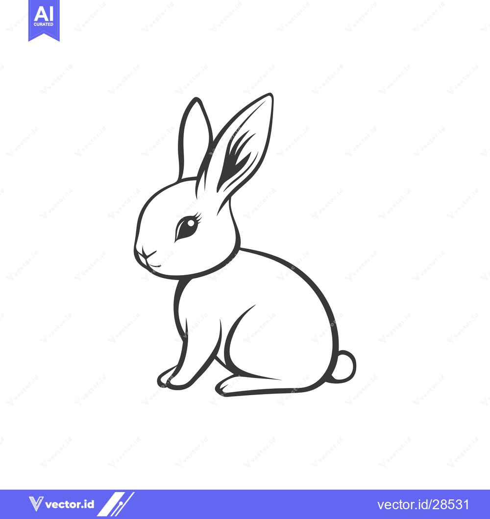 Premium Vector dari A Simple Illustration Depicting a Sitting White Rabbit Creature