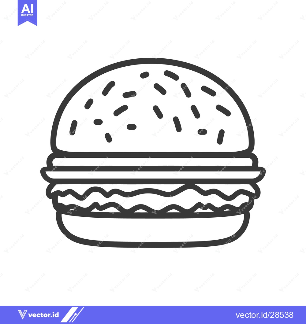 Premium Vector dari A simple line drawing illustration of a delicious hamburger
