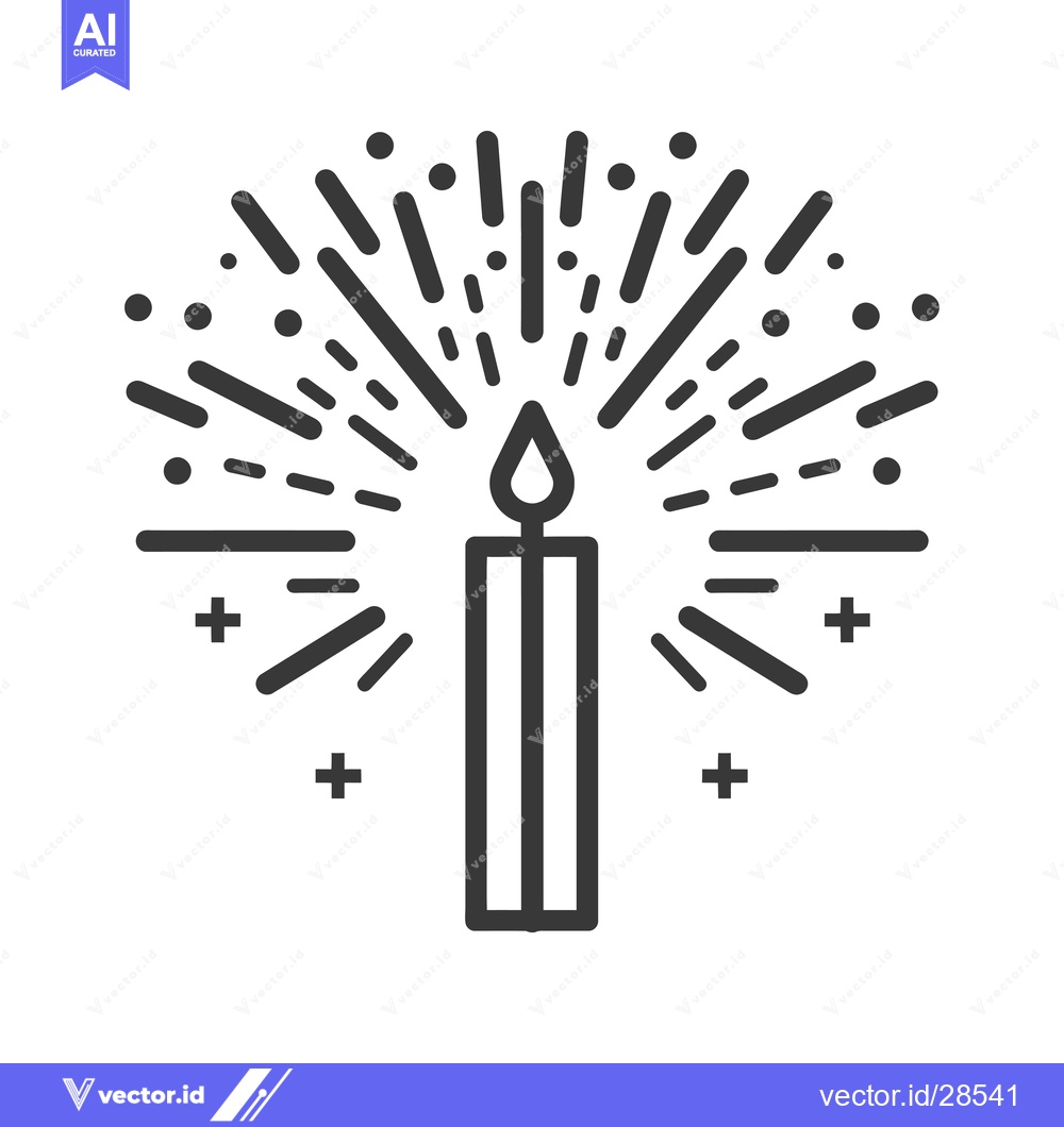 Premium Vector dari Burning Candle with Radiating Light Rays