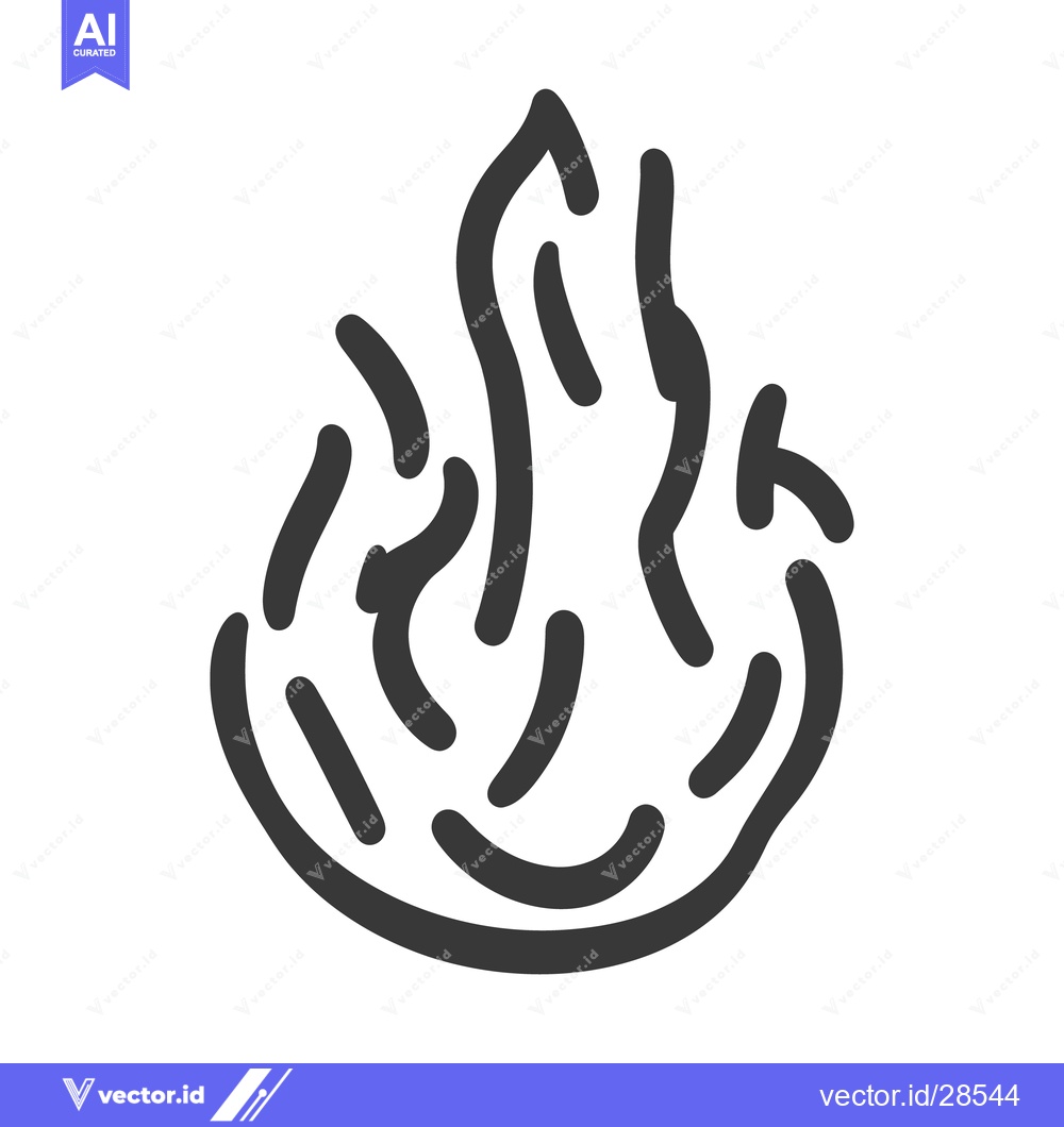 Premium Vector of A Simple Black And White Cartoon Representation Of Fire Flames