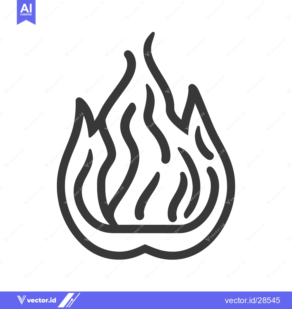 Premium Vector dari A simple black and white line drawing of a flame